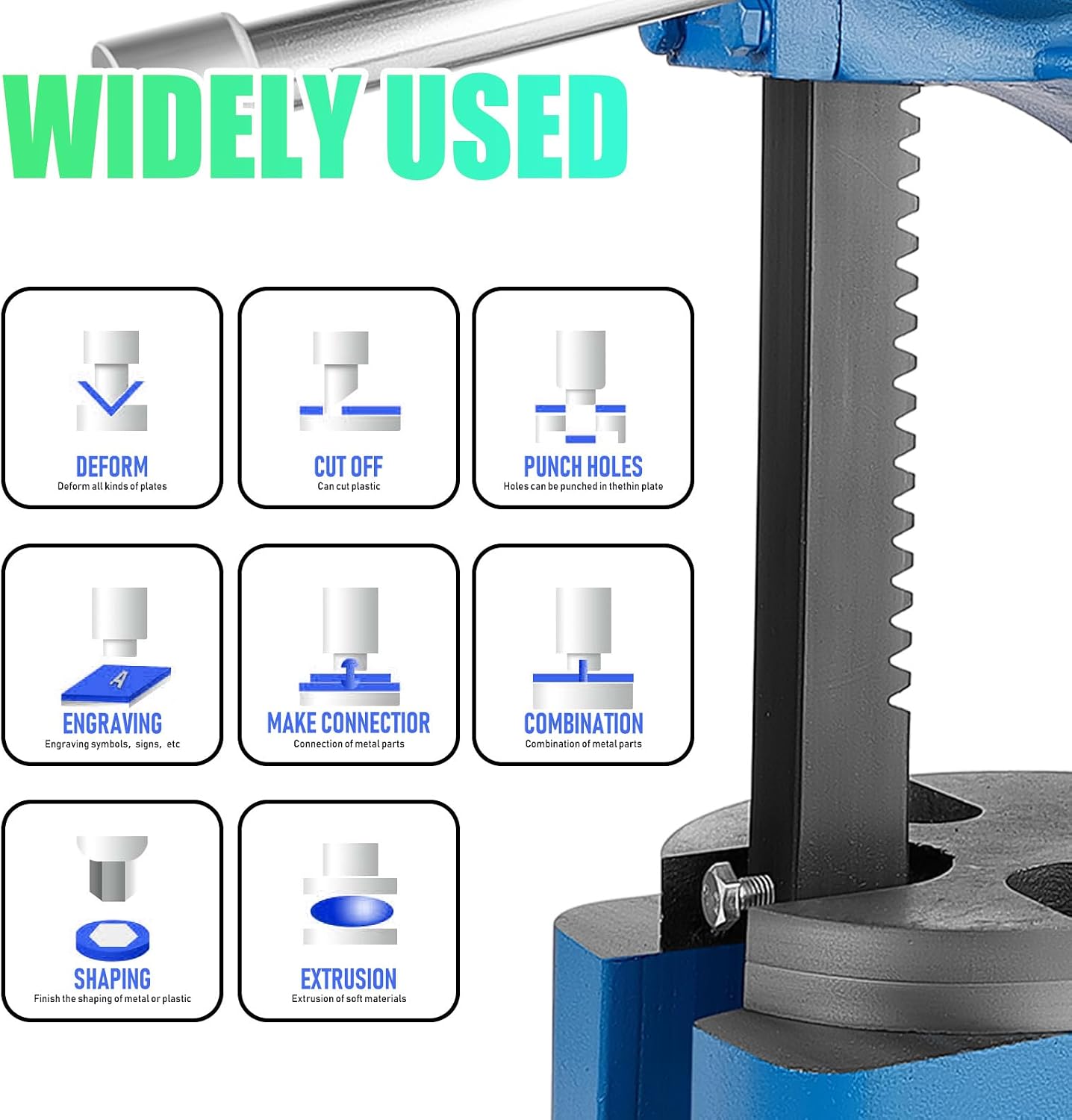 Arbor Press 2 Ton, Ratchet Leverage Press with Handwheel, 8.5"Maximum Height, Manual Desktop Punch Press for Stamping, Bending, Stretching, Forming (Blue)
