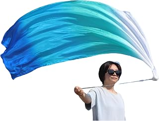 Spinning 53" Sheer Silk Veil Poi Ball, Play Silk Scarf for Belly Dance and Worship Praise