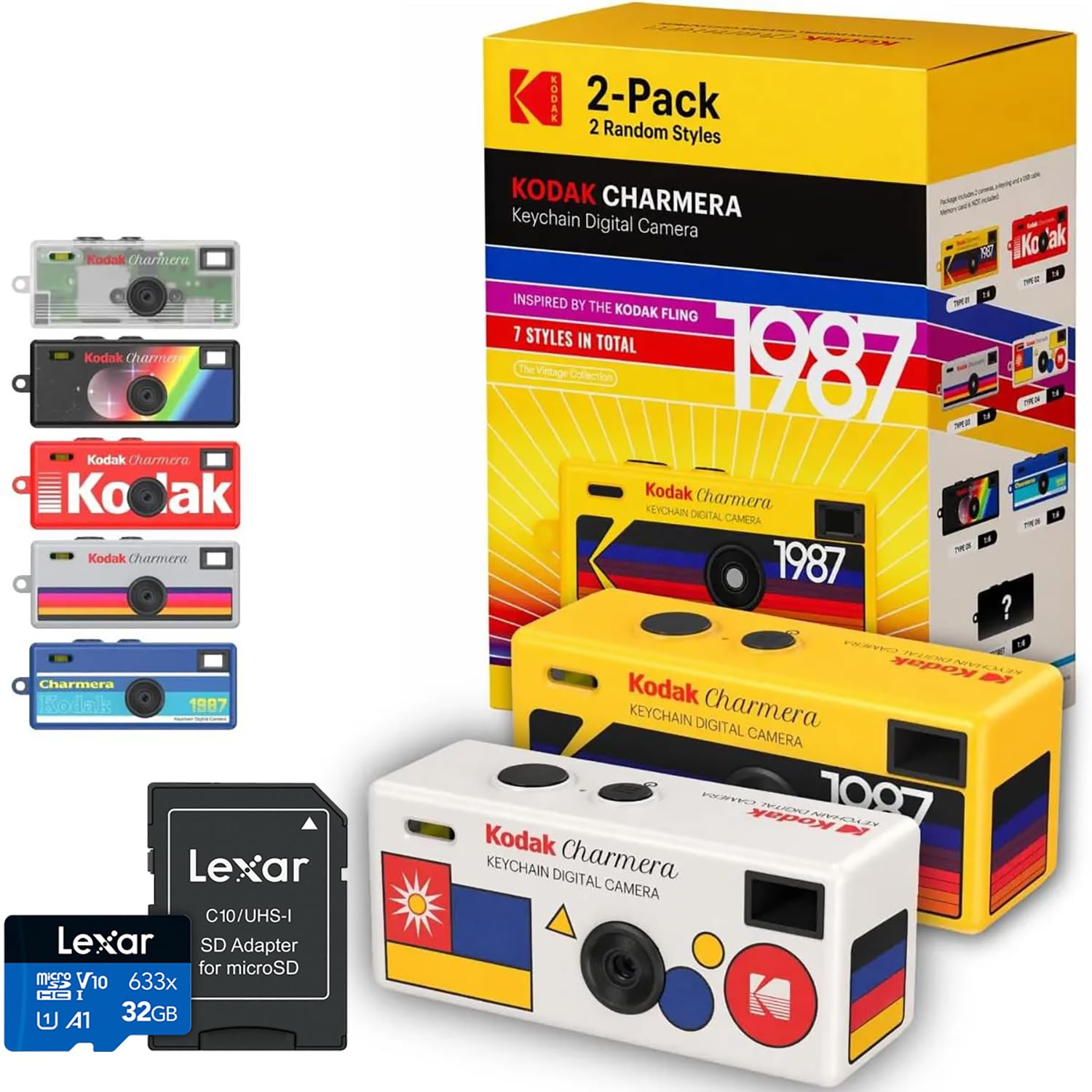 KODAK CHARMERA Keychain Digital Camera Blind Box (2PC) Mini Camera, Digicam, Video Recording, Bag Charm, 1.6 Megapixels, Micro SD Slot, for Beginners Teens & Adults + Green Extreme 32GB Micro SD Card-image-37