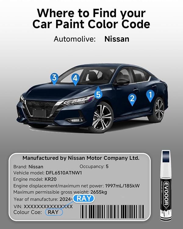 Touch Up Paint Compatible with Nissan Exact Match 2 in 1 Touch up Paint for Chips and Nicks Repair (Deep Blue Pearl(RAY) Compatible with 370Z/Altima/Frontier/GT-R/Leaf/Maxima/Murano/Sentra/Titan/Titan-XD/Versa/Versa-NoteDeep Blue Pearl(RAY) Compatible with 370Z/Altima/Frontier/GT-R/Leaf/Maxima/Murano/Sentra/Titan/Titan-XD/Versa/Versa-Note) by EVOOOR - Used condition - Image 3