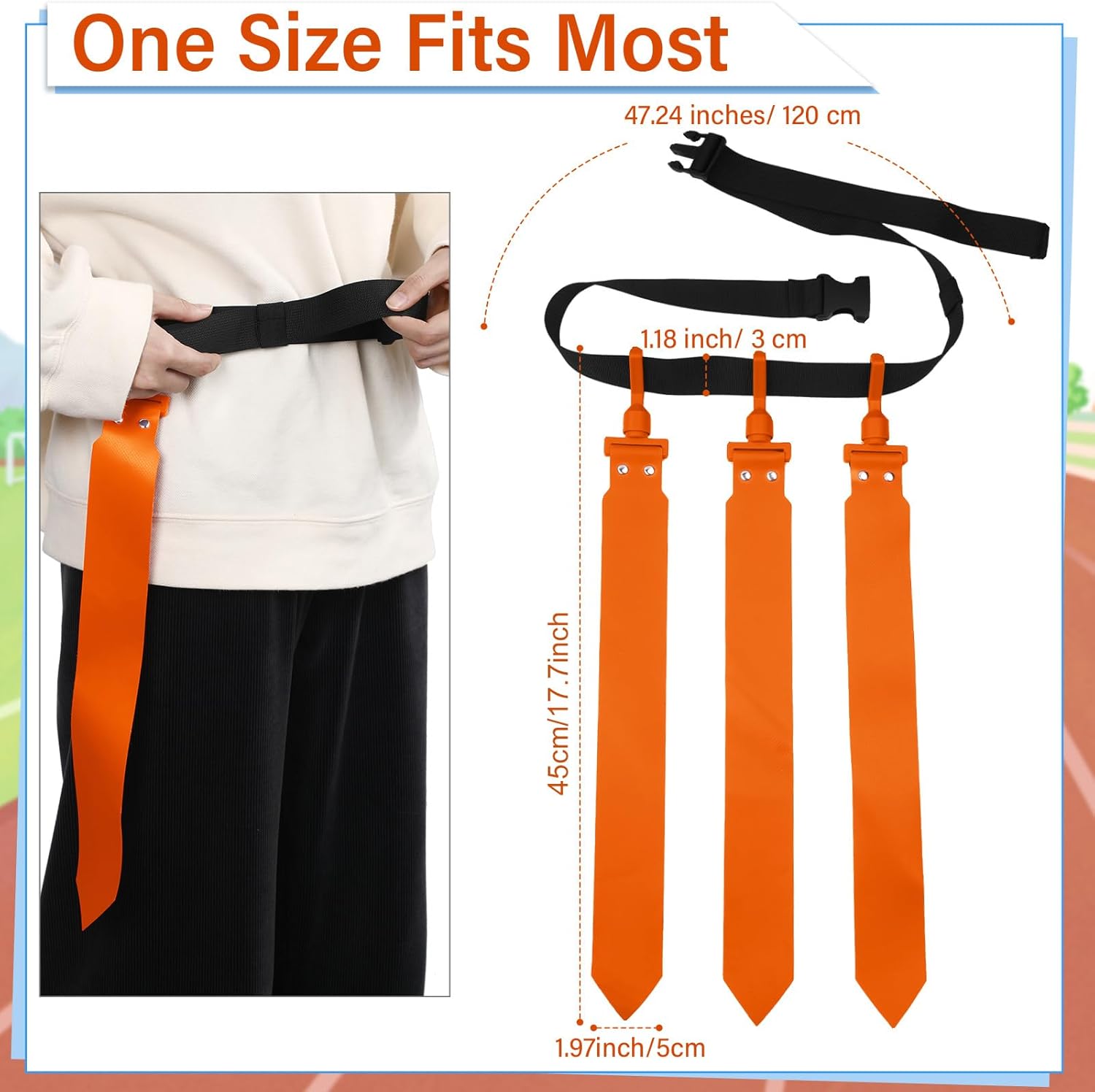 Hungdao 10/12 Players Flag Football Belts and Flags Adjustable Football Belts for Kids Teens Adults Team Training Sport Event - Image 2