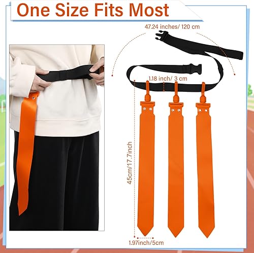 Vista 22 de Hungdao Cinturones y banderas de fútbol para 12 jugadores, cinturones de fútbol ajustables para niños, adolescentes, adultos, entrenamiento en Negro