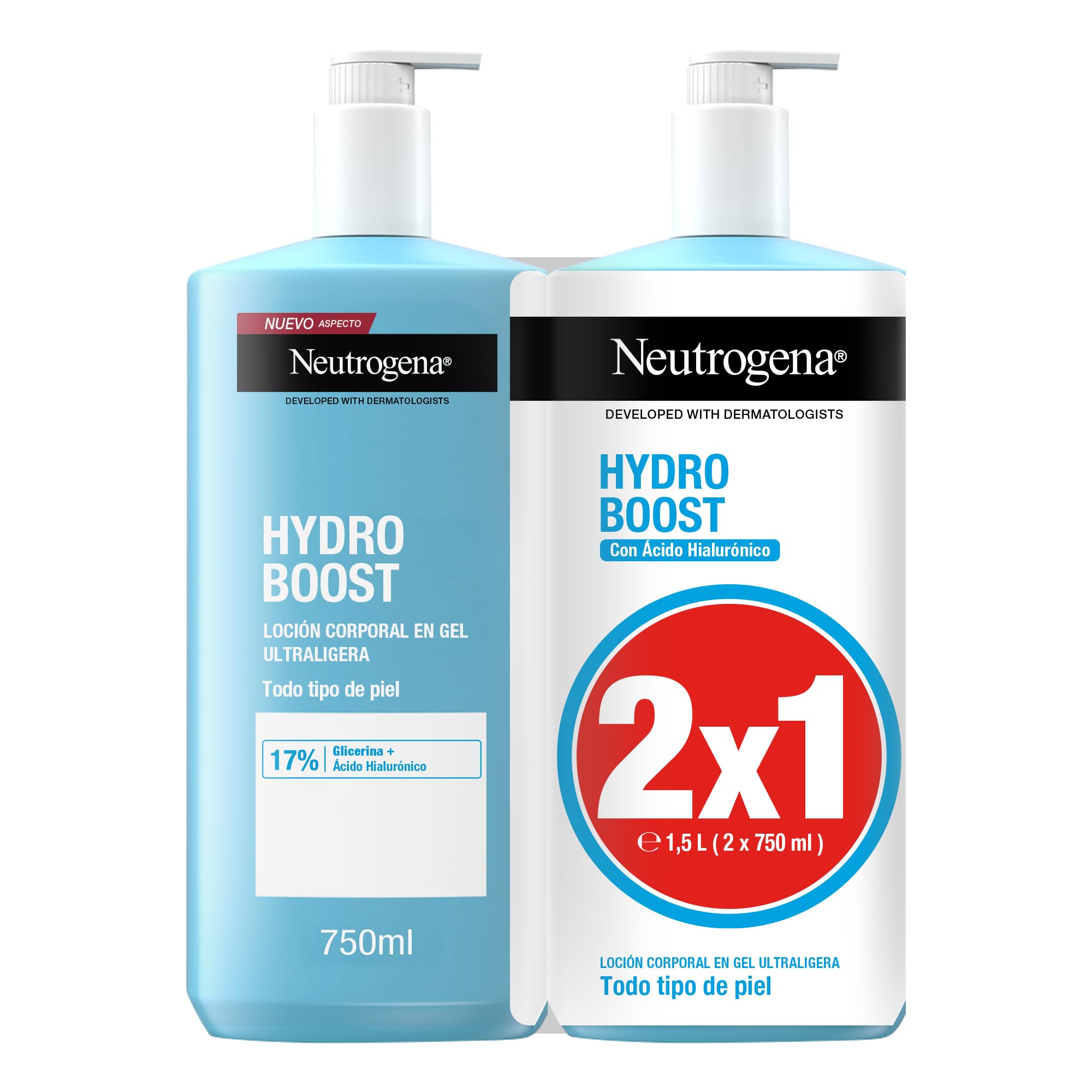 Neutrogena Hydro Boost Loción Corporal en Gel Ultraligera, 750 ml, 2 uds en oferta en Amazon