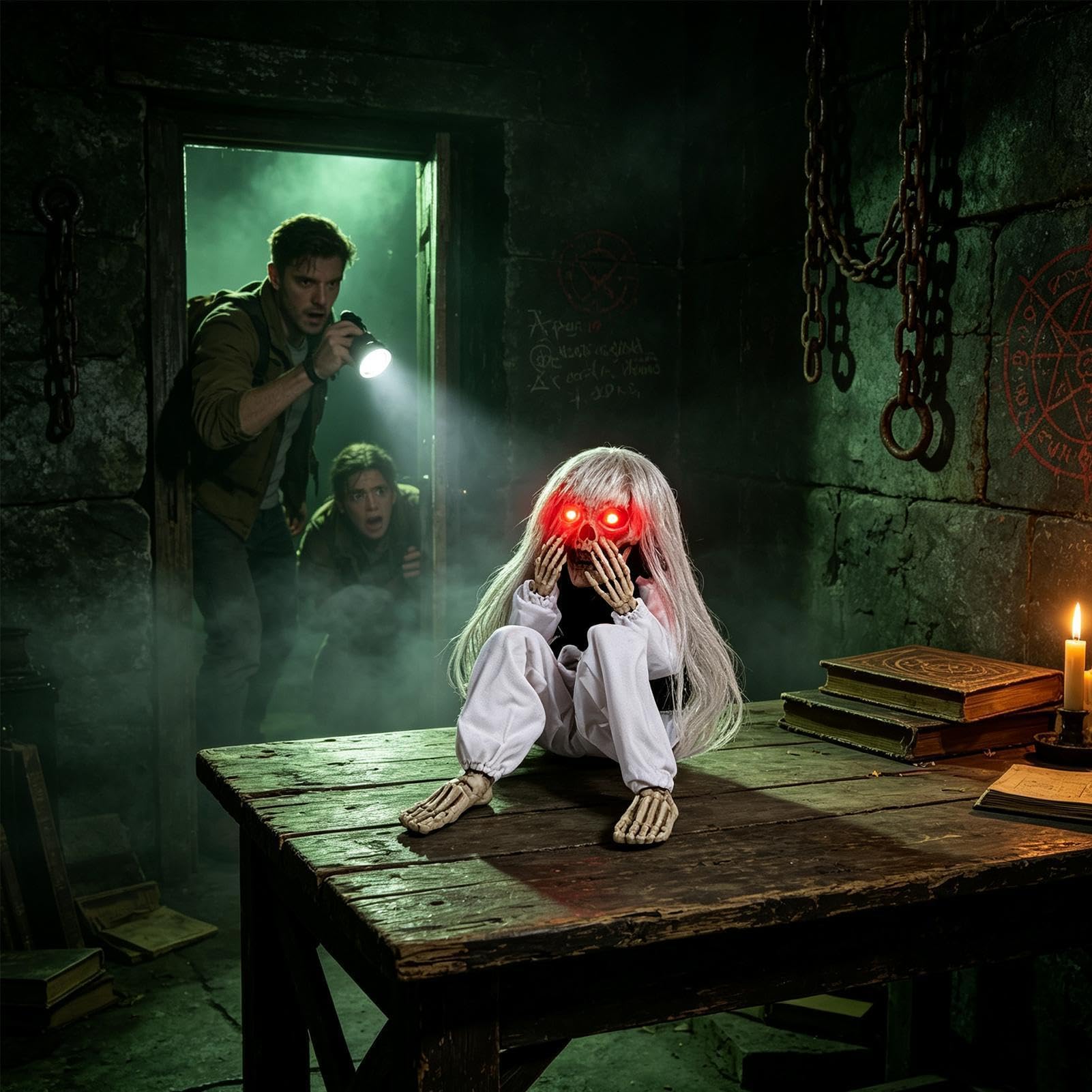 Decorazione Scheletro Halloween Pianto Attivato Dal Suono Con Occhi | Decorazione Casa Infestata Per Feste, Cortile, Casa Stregata E Ingresso