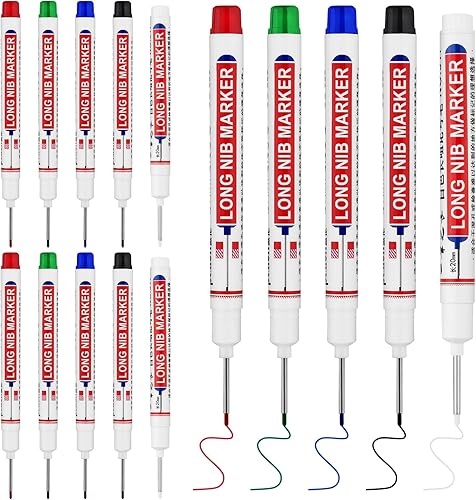 15 rotuladores de cabeza larga con agujeros profundos, marcadores de punta larga de 0.787 pulgadas, marcadores de nariz larga, herramienta de