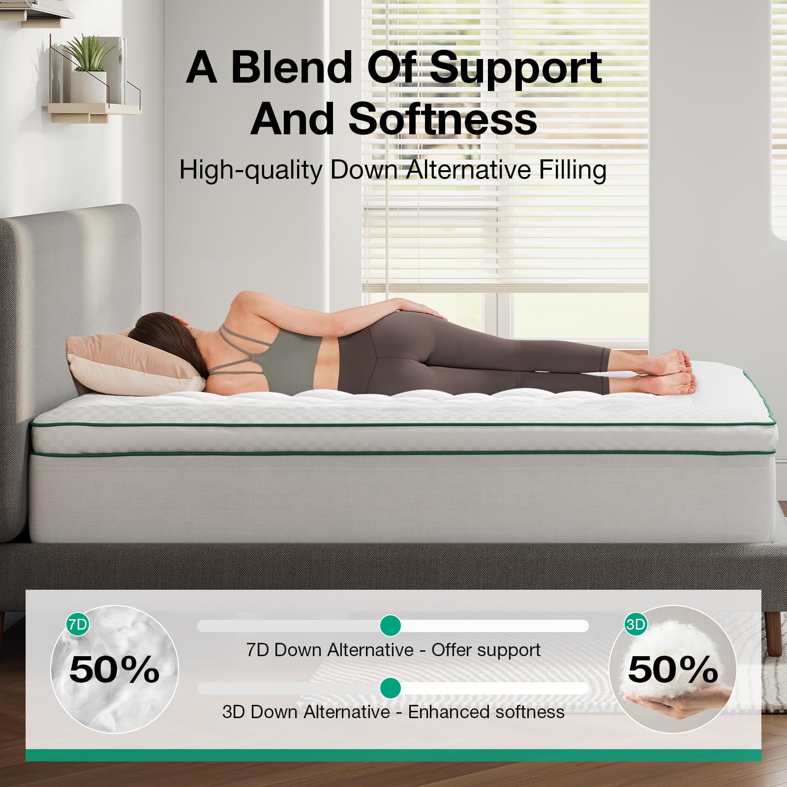 Novilla Queen Mattress Topper, Extra Thick Pillow Top Mattress Pad, Down Alternative Fill Breathable Cotton Cover, 8-21" Deep Pocket Soft Bed Topper for Back Pain Relief - 5