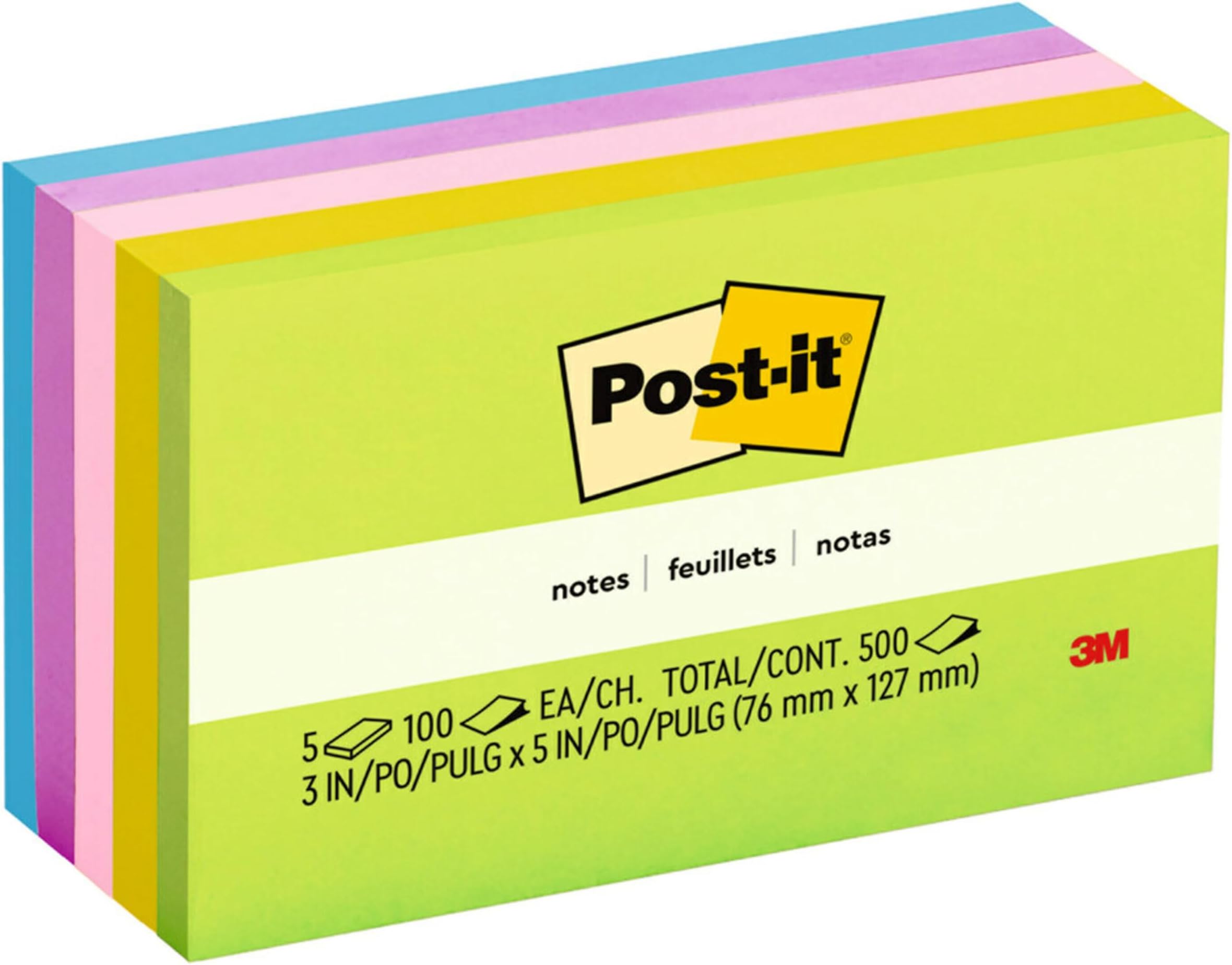 Post-it Pop-up Notes, 3x3 in, 5 Pads, America's #1 Favorite Sticky Notes, Floral Fantasy Collection, Bold Colors, Clean Removal, Recyclable (R330-AN)