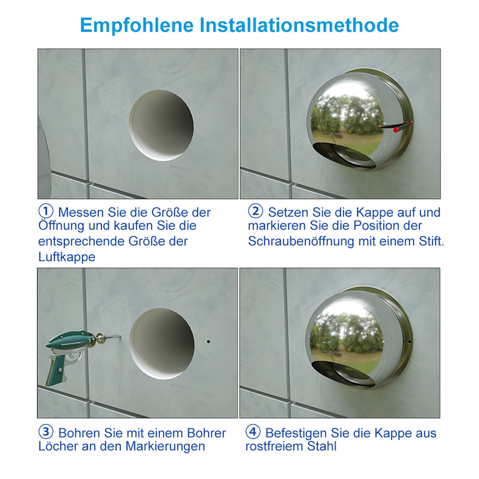 Ø50-300mm,Grille d'Aération Ronde Hotte,Grille de Ventilation,Bouchon Rond en Acier Inoxydable 304,Grille Inox,Grille de Hotte Intempéries,Aeration,Durable,Respirant (170mm/6.69in)