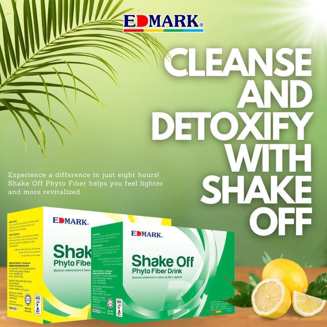 EDMARK Shake Off | Pandan Phyto Fiber Drink | 20g x 12 Bustine | Salute intestinale | Digestione sana | Supporto della fibra di regolarità | Detox | Benessere quotidiano | Facile mix