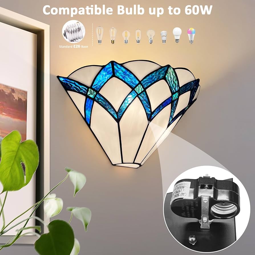 チンバウ  CONTEMPORANEA ARTZONE Tiffany Wall Sconces 13 Inches, Vintage Tiffany