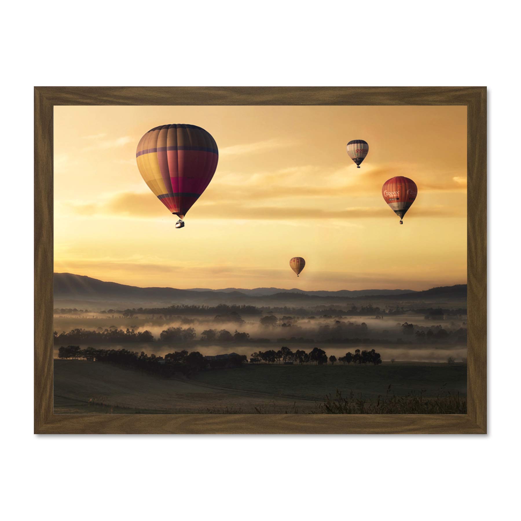 Hot Air Balloons Misty Morning Large Framed Art Print Poster Wall Decor 18x24 inch