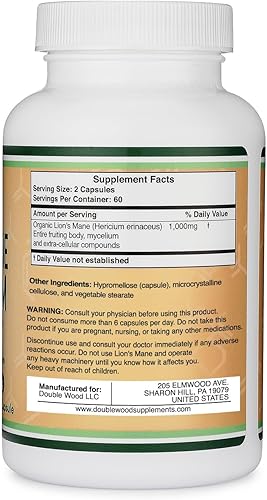 Miniatura 8 de Cápsulas de suplemento de hongos de melena de león suministro de dos meses 120 unidades suplemento vegano - Suplemento de apoyo cerebral nootrópicos