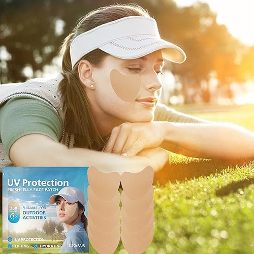 Miniatura 2 de Parche facial de golf para el sol, parche facial con protección UV, 5 pares de parches de protección solar facial, parches faciales transparentes y