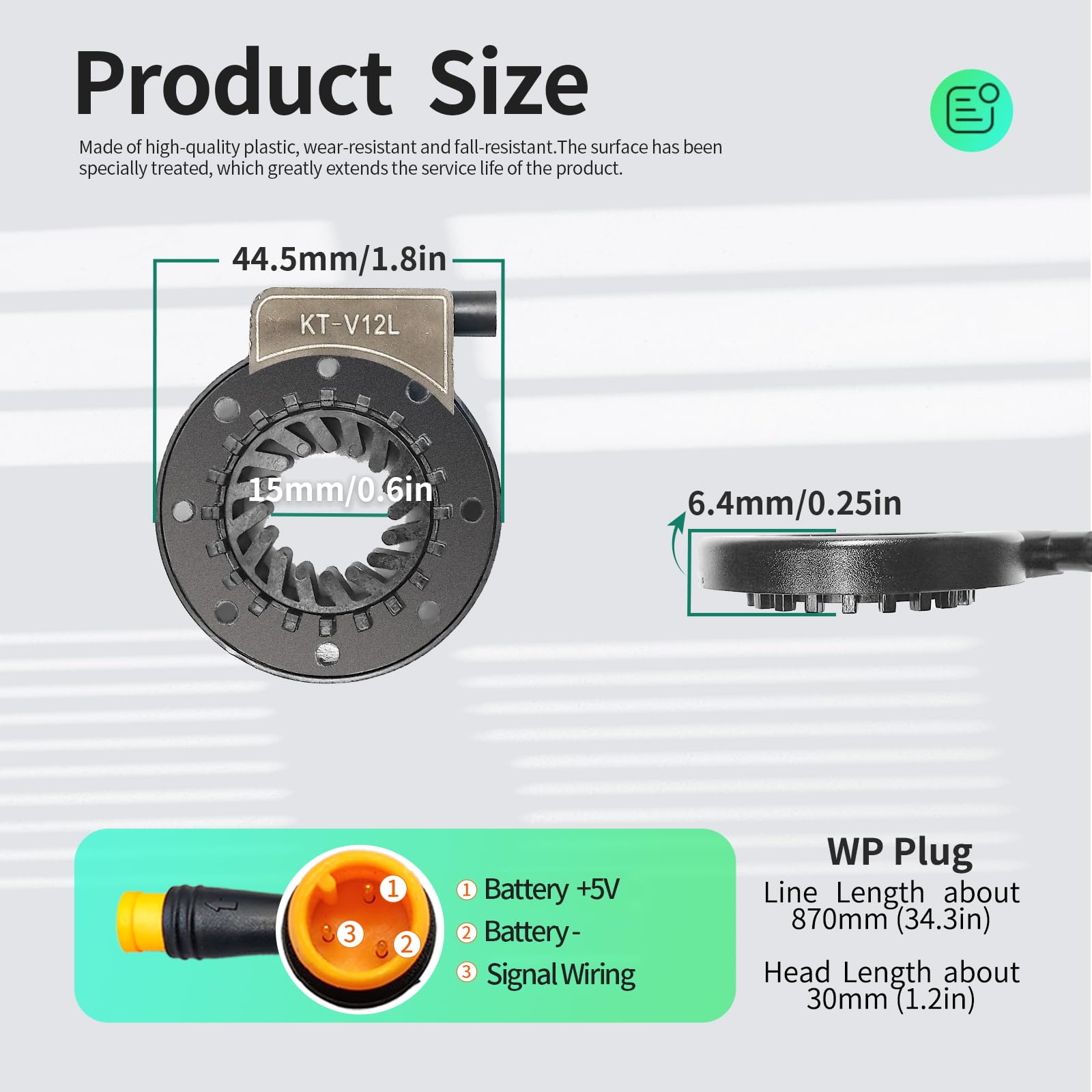 MUSELK Ebike KT V12-L Double Hall Pedal Assist Sensor?Electric Bike Left Crank 12 magents PAS System Assistant Sensor