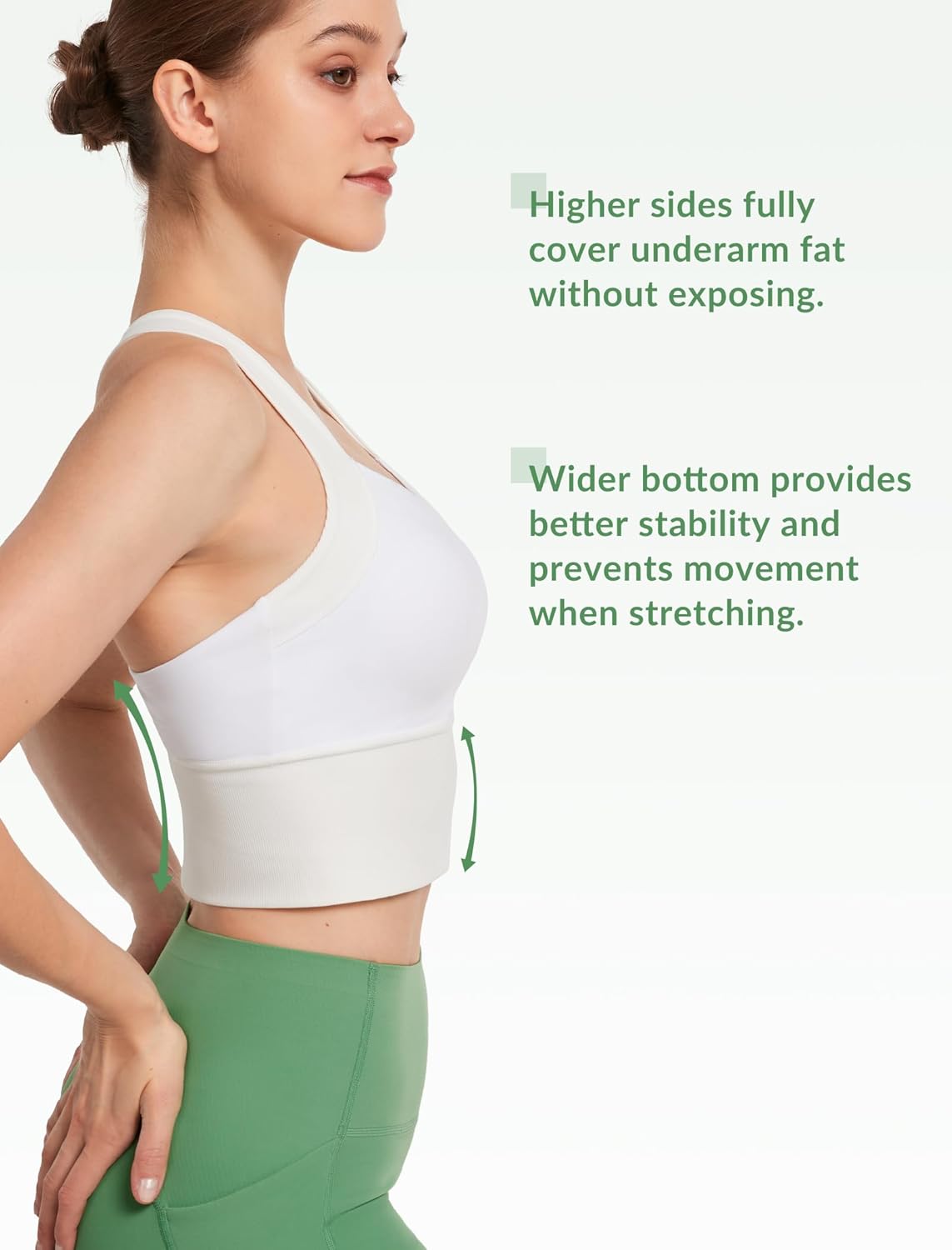 Yvette Longline Cross Strap Yoga Sports Bras for Women Wide High Sides Light Support Cropped Tank Top - Image 3