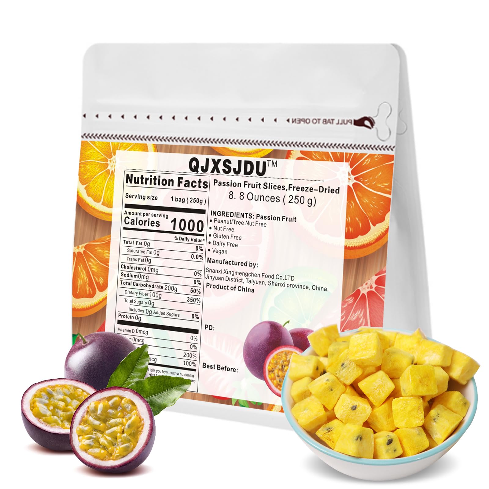 Freeze Dried Passion Fruit Cubes 8.8oz/250g No Sugar Added Sweet & Sour Snacks - Perfect for Baking, Tea, Yogurt, Smoothies, Desserts & Creative Cooking