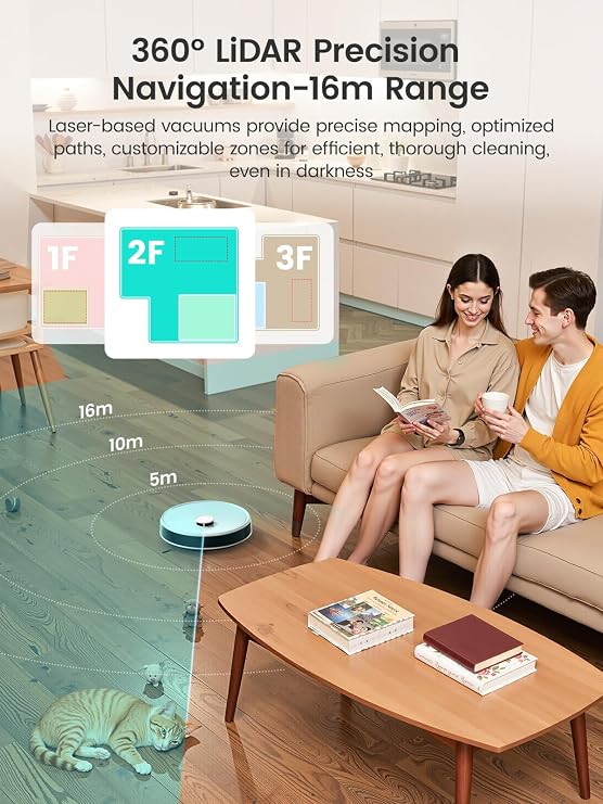 Lefant Robot Vacuum and Mop, 12000Pa Suction,Multifunctional Dock with Hot Water Self-Cleaning&Drying, Obstacle Avoidance,90-Day Self-Emptying, 5G WiFi Alexa/APP/iWatch Control, M3
