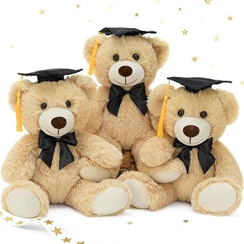 MorisMos 3-Pack Graduation Teddy Bears Bulk 2026,14" Teddy Bear Stuffed Animal with Grad Cap,Soft Classroom Grad Party Favors,2026 Graduation Gift for Kindergarten Pre-k Elementary High School College