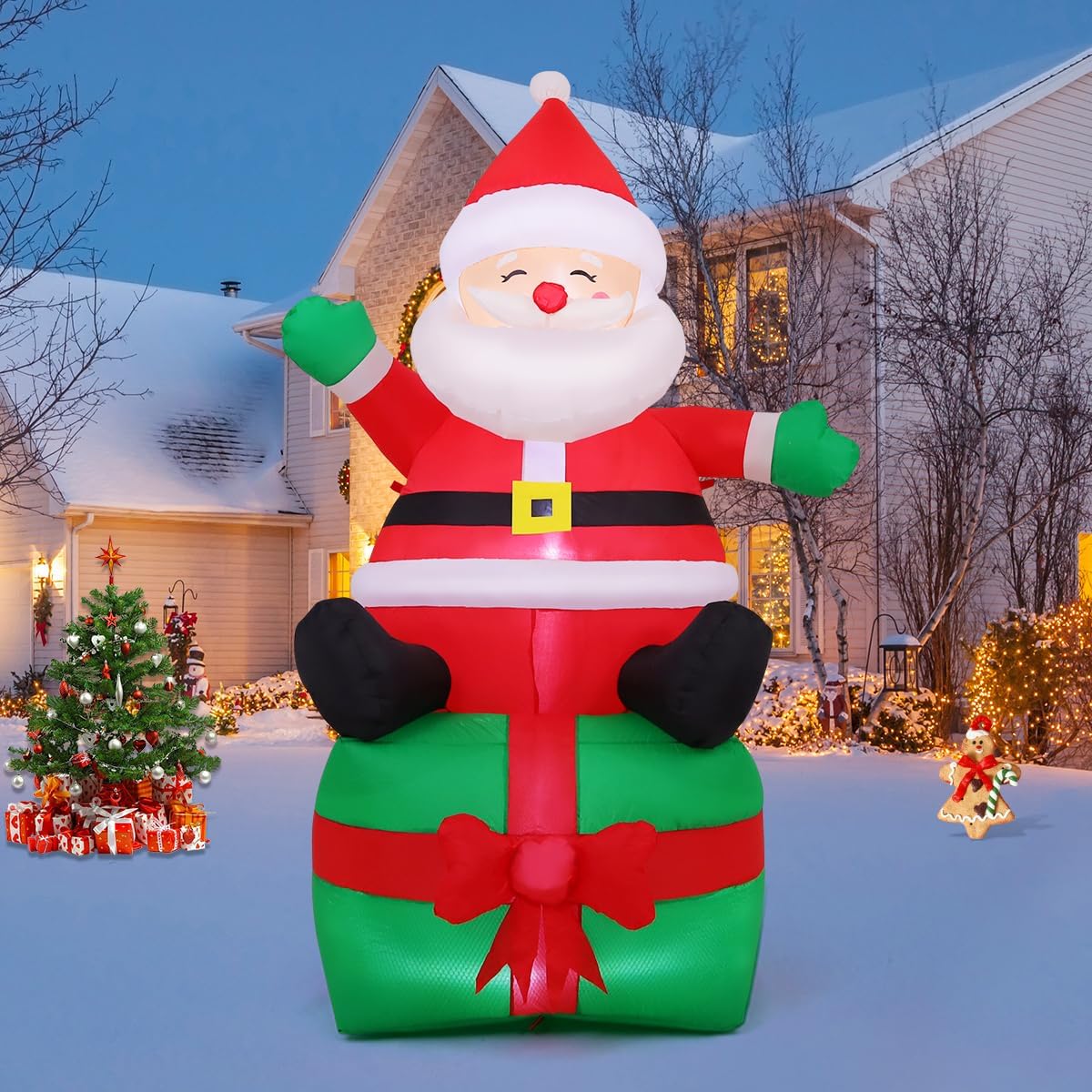 COMIN 7 FT Christmas Inflatables Outdoor Decorations, Santa Blow Up Inflatable with Built-in LEDs for Christmas Indoor Outdoor Yard Lawn Garden