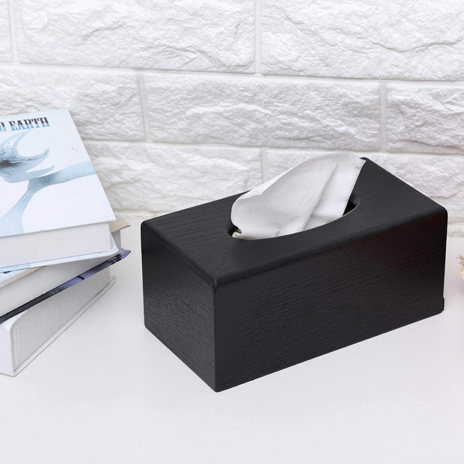 Seacanl Tissue Box, with a delicate light, Clean Bright Tissue Holder, rectangular tissue box, for living room paper(black)