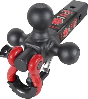 TOPTOW Tri-Ball Trailer Hitch Mount: 1-7/8", 2", 2-5/16" Balls, 360° Swivel, Shackle & Hook - Fits 2" Receiver, Matte Black