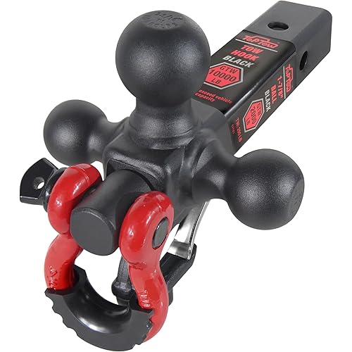 TOPTOW Trailer Hitch Tri-Ball Hitch Mount w/Matte Black Triple Hitch Balls 1-7/8-inch, 2-inch, 2-5/16-inch, Multi-fit for 2 inch Trailer Hitch Receiver