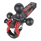 TOPTOW Trailer Hitch Tri-Ball Hitch Mount w/Matte Black Triple Hitch Balls 1-7/8-inch, 2-inch, 2-5/16-inch, Multi-fit for 2 inch Trailer Hitch Receiver
