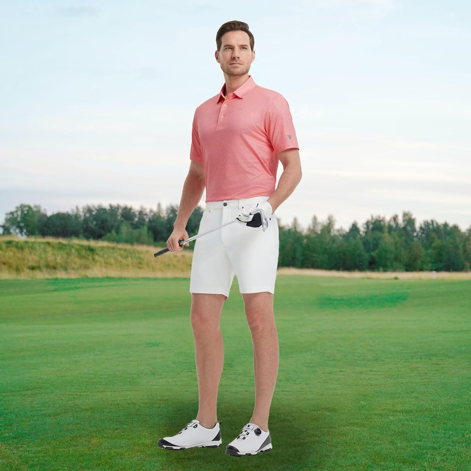 M MAELREG Mens Golf Shirt Short Sleeve Dry Fit Print Moisture Wicking Performance Patterns Collared Polo Shirt - Image 2