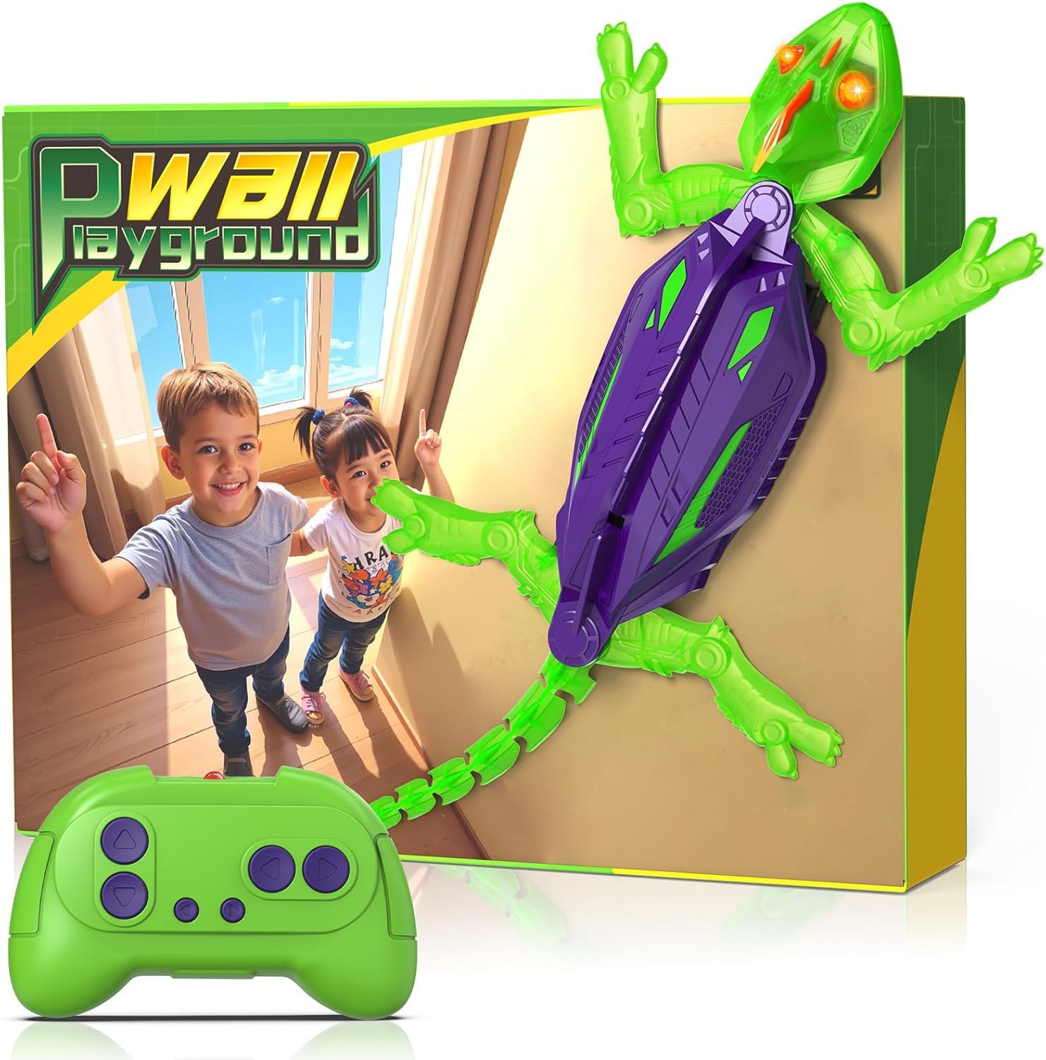 Goody King Lagarto Trepador Paredes - Robot Lagartija Teledirigida Que Trepa Paredes y Techos - Wallcrawler Gecko - Juguete con Movimientos Reales y Giro 360° - Regalo para Niños a Partir de 3 Años