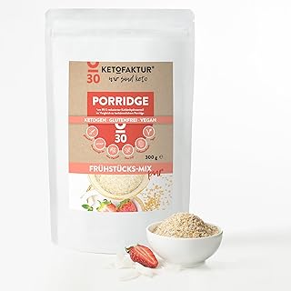 Keto Porridge No30 - pur - Low Carb Müsli Glutenfrei & Vegan - Haferkleie ohne Zucker & Palmöl - Haferflocken Frühstück für Ketogene Ernährung - 300g - 3er Pack (ins. ca. 900g)