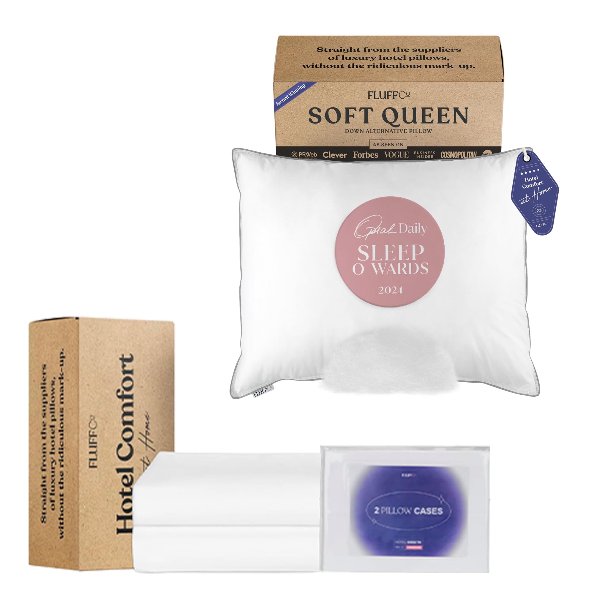 Amazon.com: FluffCo Standard/Queen Down Alternative Pillow