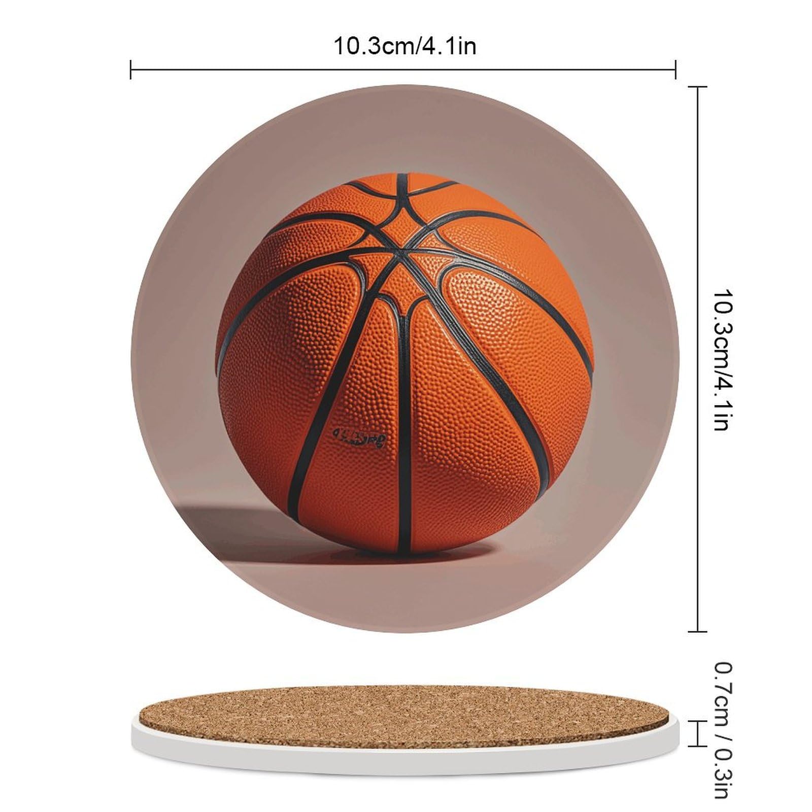 Lot de 6 dessous de verre en céramique avec dos en liège - Dessous de verre orange pour boissons - Dessous de verre rond absorbant en pierre - Pour types de tasses, table basse