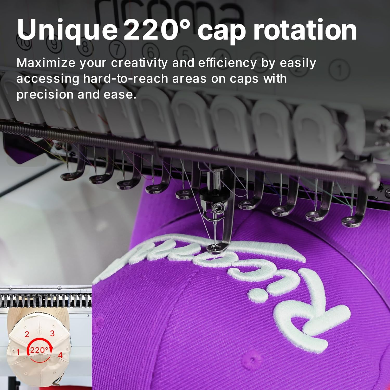 Ricoma Creator Upgraded 10-Needle Commercial Embroidery Machine, 1000SPM Max Speed, 10.1" Touch Screen, 15"x8.3" Embroidery Area, for Flat, Hat, T-Shirt & More