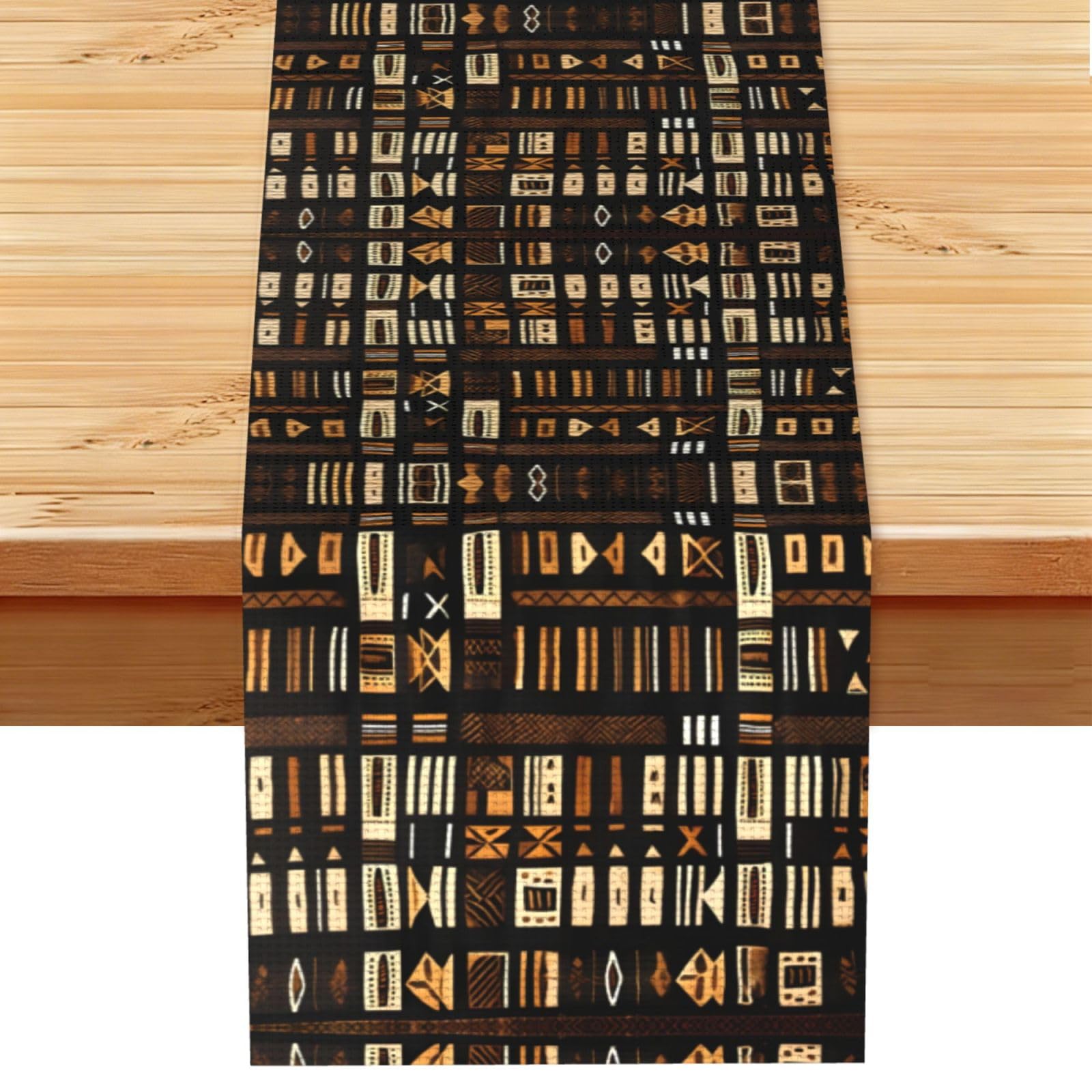 African Mud Cloth Tribal Printed Dining Table Runner 13x72 Inch, Non-Fading Decor for Kitchen Dresser Fireplace Mantel