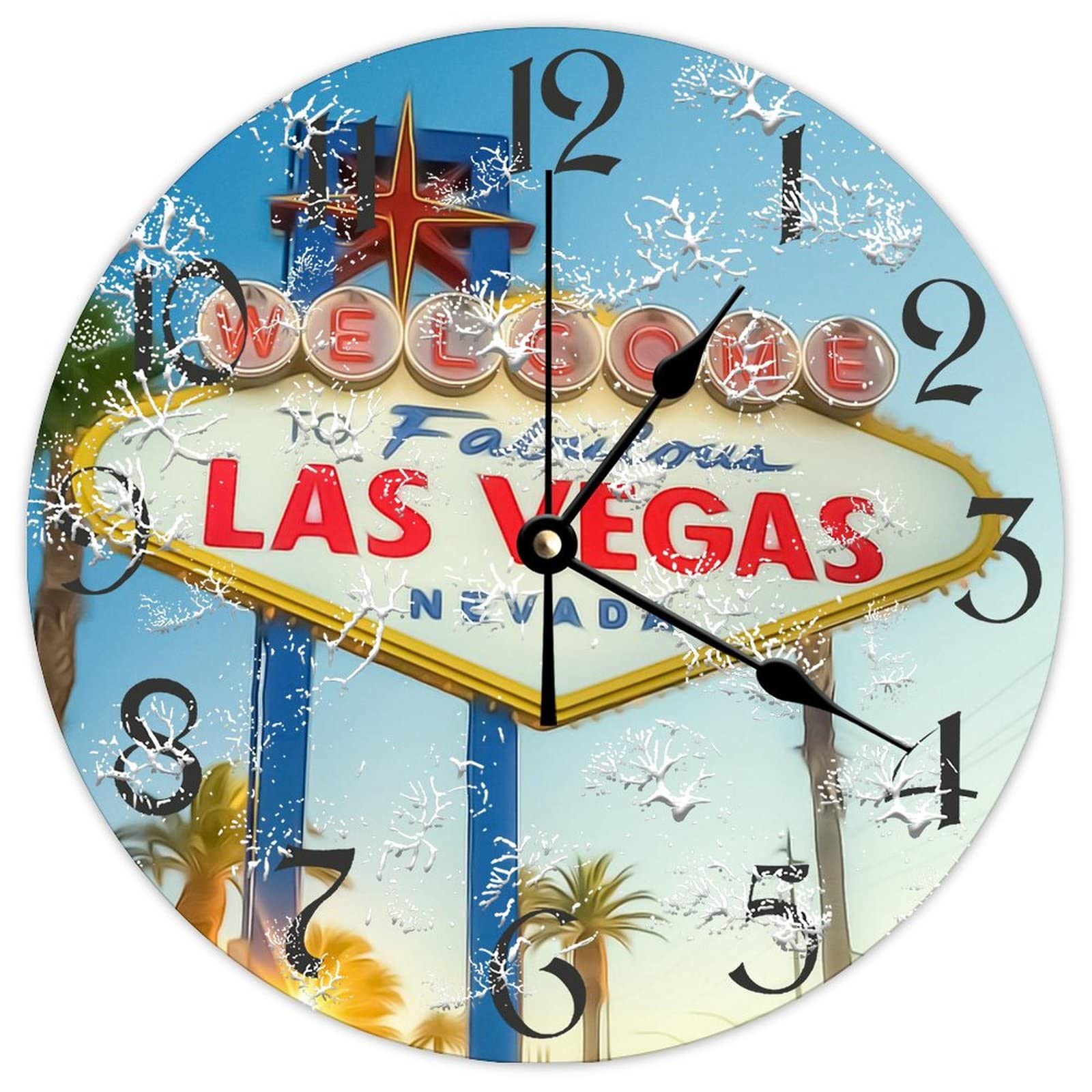 Grande horloge ronde en bois Las Vegas au design vintage raffiné