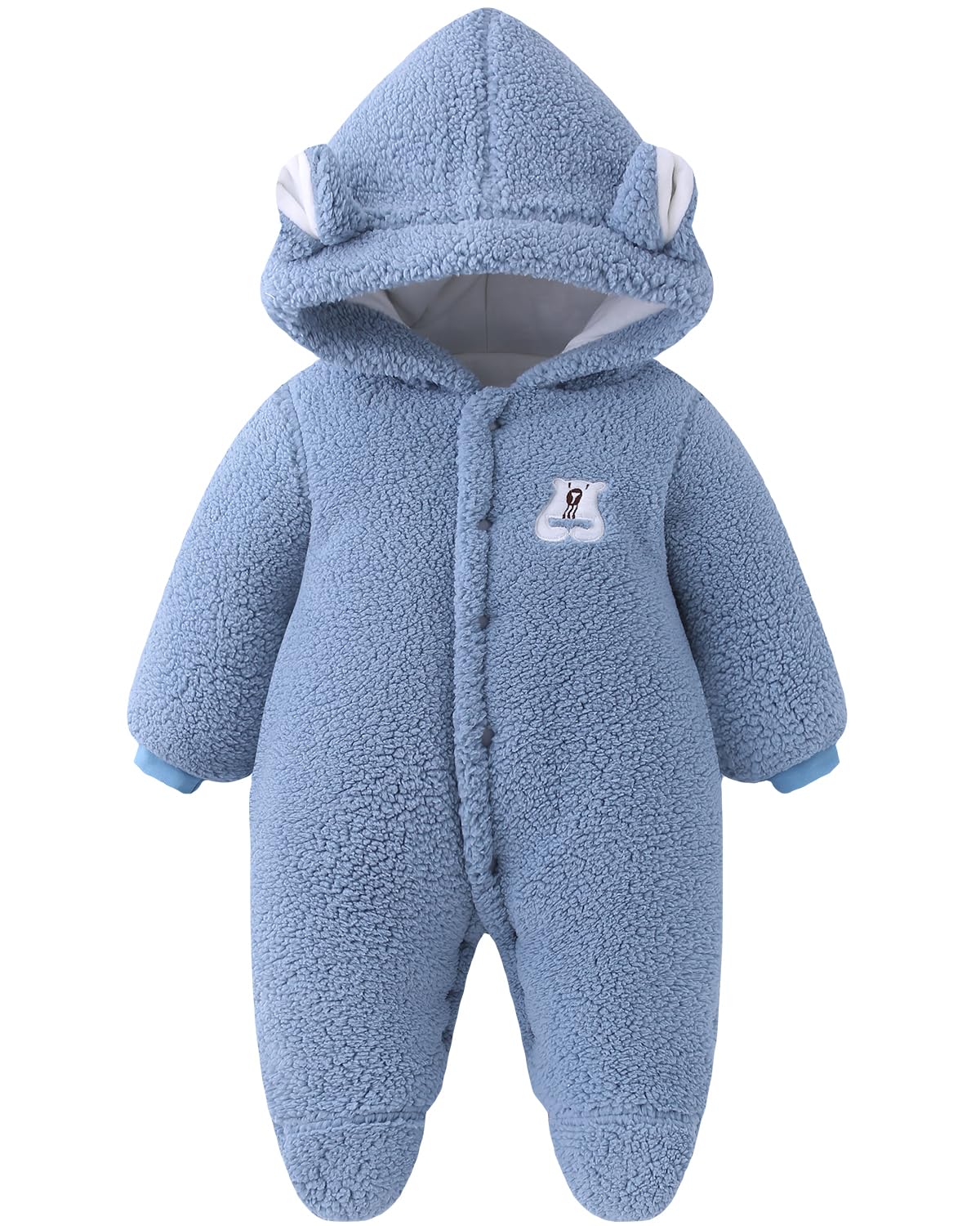 WYTbaby Combinaison de neige pour bébé - En polaire - Avec capuche - Épaisse et chaude - Pour garçons et filles de 0 à 18 mois