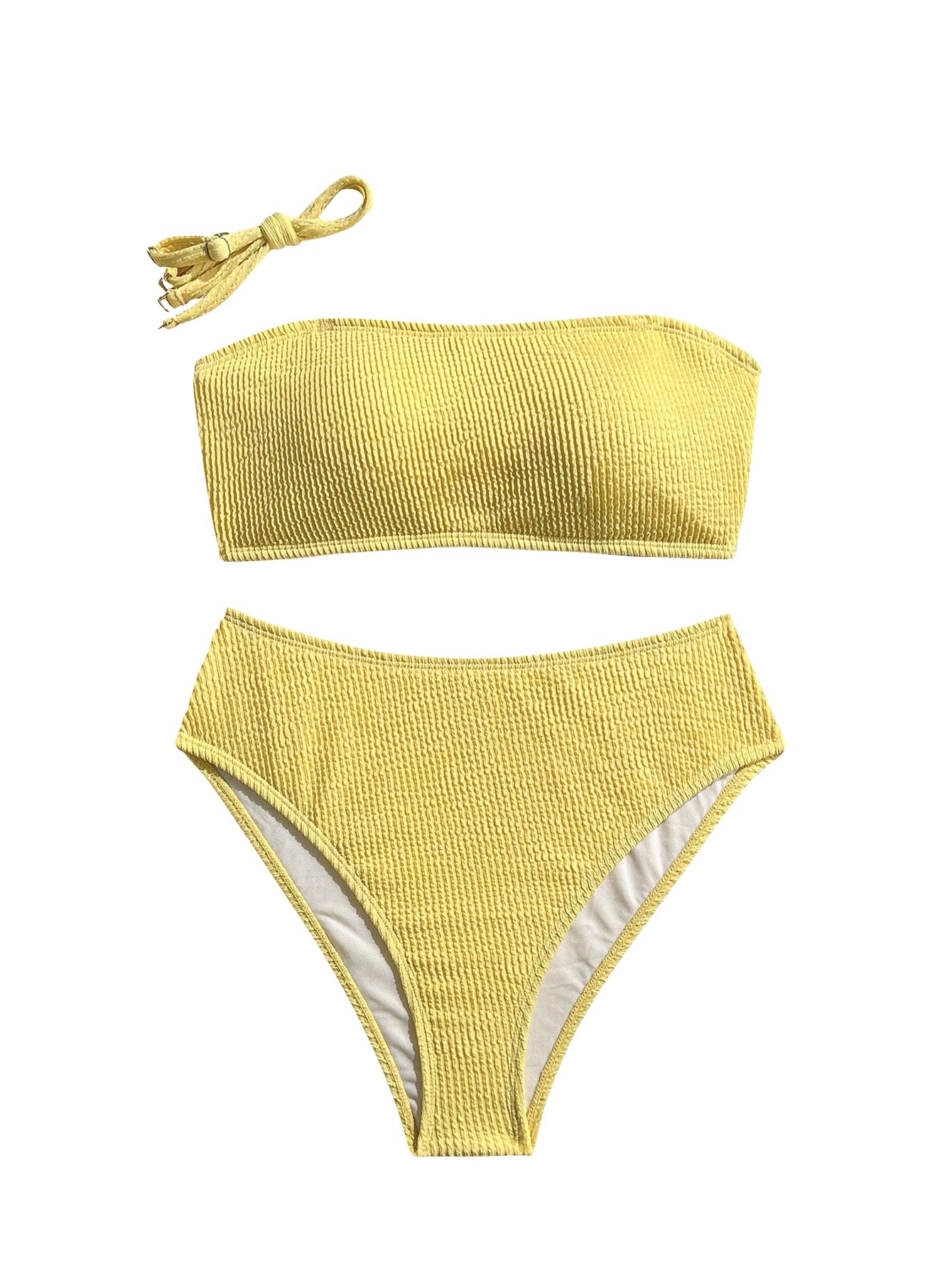 SweatyRocks Bikini bandeau 2 pièces taille haute pour femme