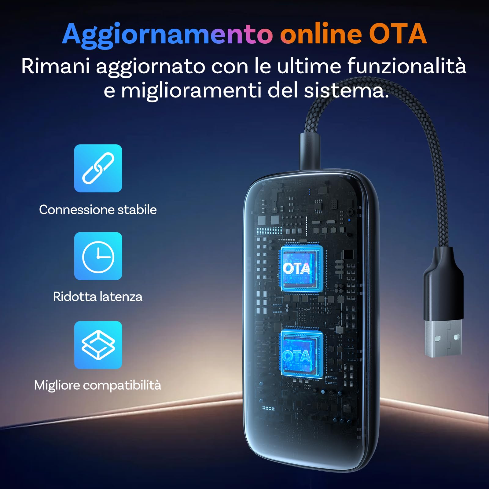 OTTOCAST Play2Video Ultra 2026 AI Box, Adattatore CarPlay Wireless e Android Auto, YouTube Prime Video Spotify, WiFi 6, 4GB+32GB, Plug & Play per Auto con CarPlay Cablato dal 2016