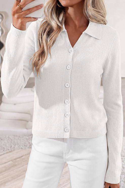 CFLONGE Womens Fall Lightweight Cardigan Button Down Sweaters