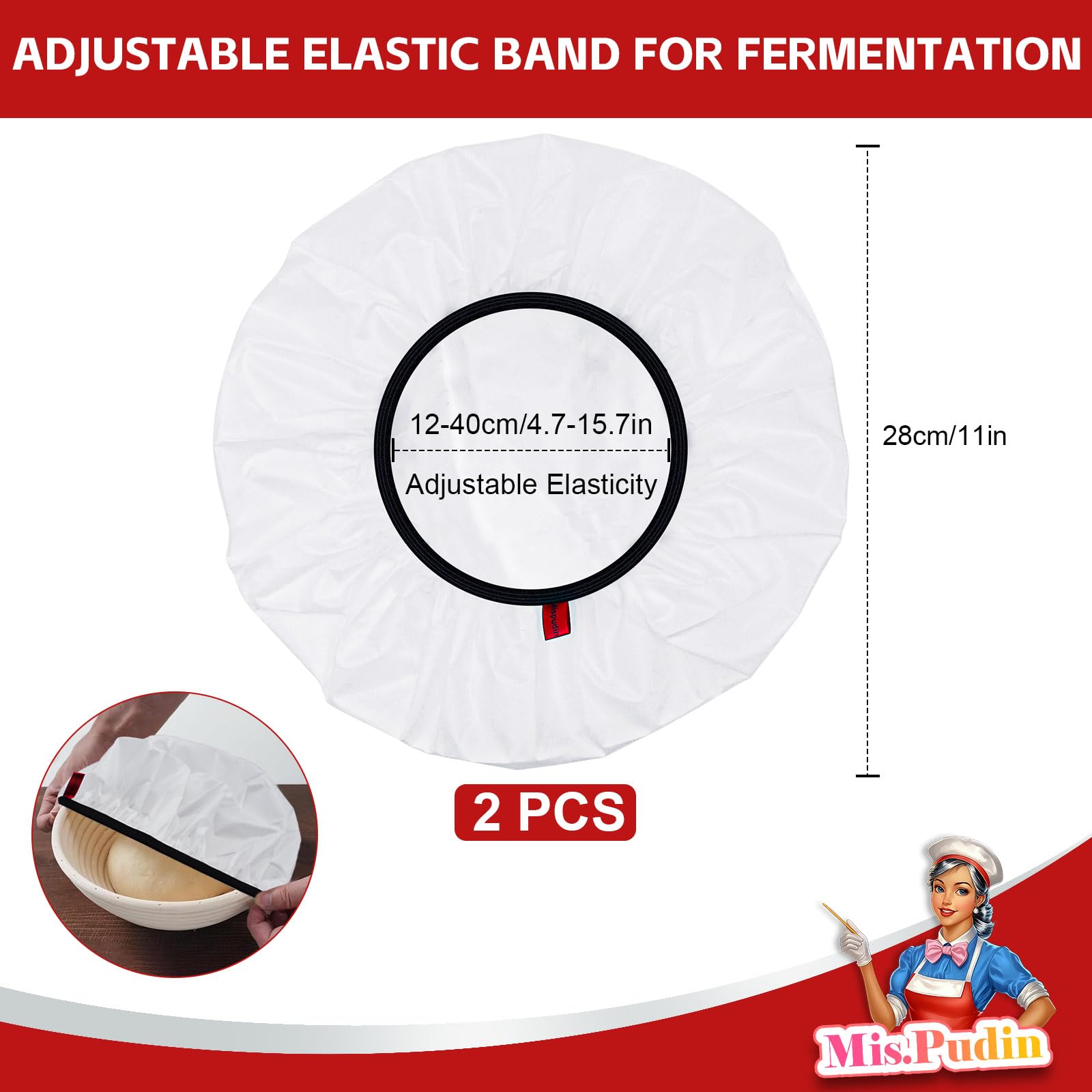 Set Cestini Lievitazione Pane Mispudin - In Lino Con Copertura Per Impasto - Foto 3