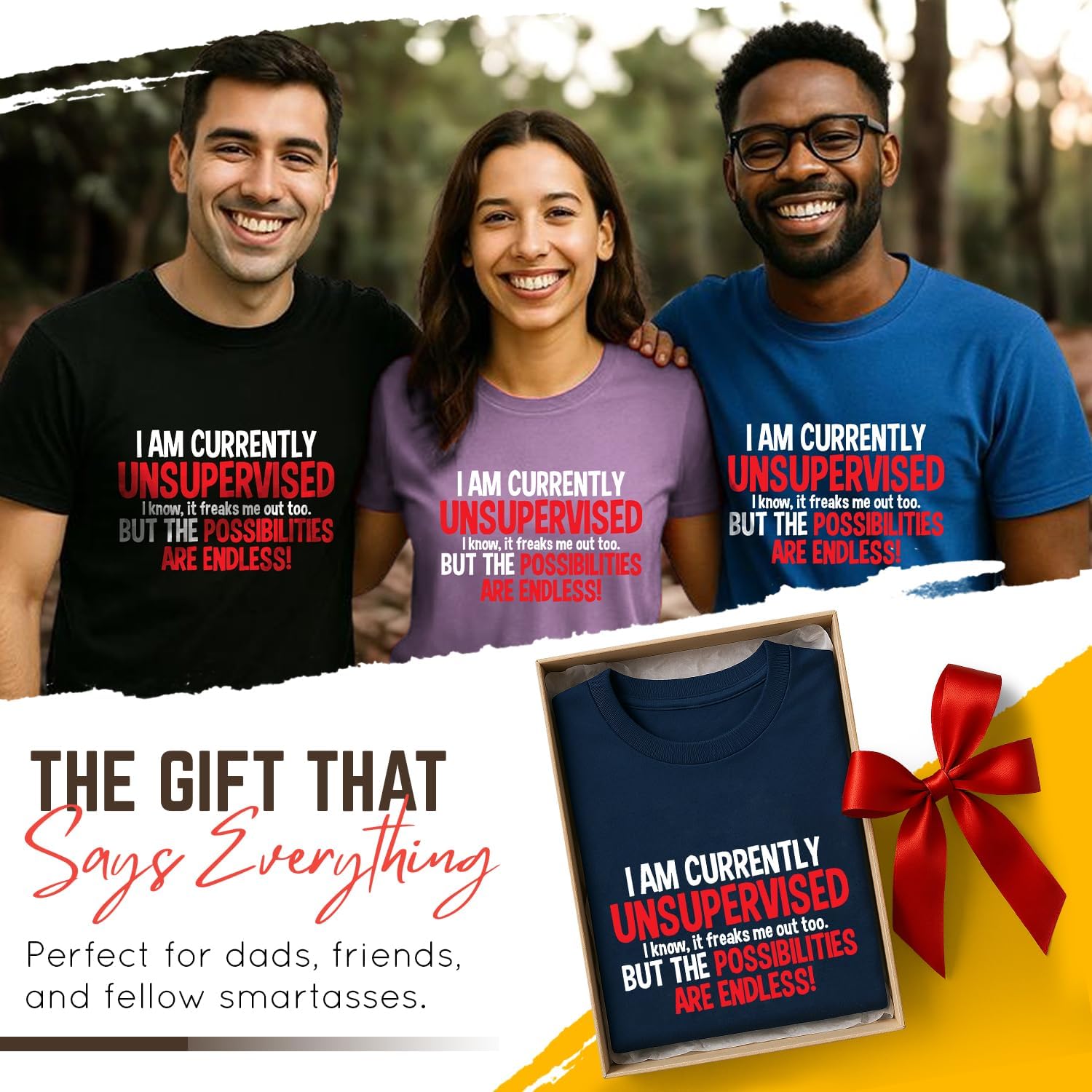 I'm Currently Unsupervised Novelty Graphic Sarcastic Humorous Mens Funny T Shirt - Image 9