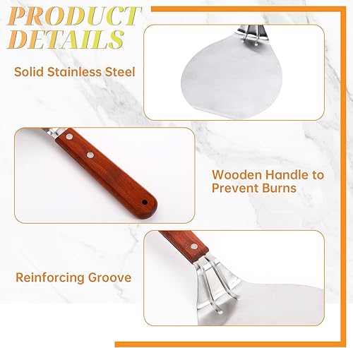 Miniatura 3 de UTENEW Stainless Steel Pizza Spatula Peel Shovel Cake Lifter Wood Handle Plate Holder Baking Tool Baking Homemade Pizza 8Inch