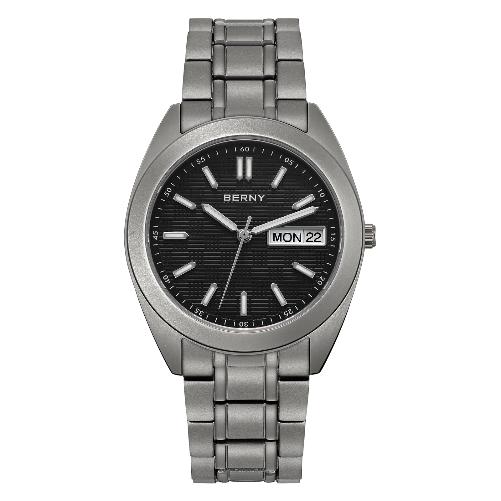 BERNY Reloj de Hombre Reloj de Titanio 10ATM Impermeable Relojes de Cuarzo Analógico Super Luminoso