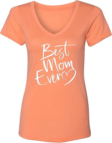 Miniatura 9 de Go All Out Script Best Mom Ever Heart Idea - Camiseta con cuello en V para mujer