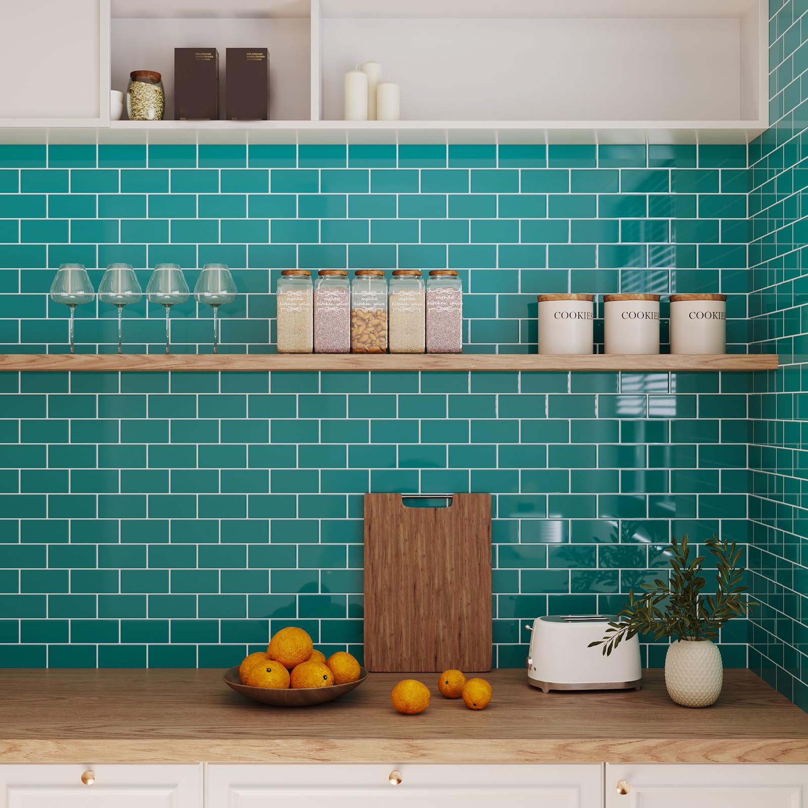 VaryPaper 3D Stickers Carrelage Adhesif Mur Turquoise Bleu 30.5cmx30.5cm 10 Pièces Credence Adhesive pour Cuisine Carreaux Adhesif Salle de Bain Imperméable Autocollant Carrelage Cheminée Buanderie