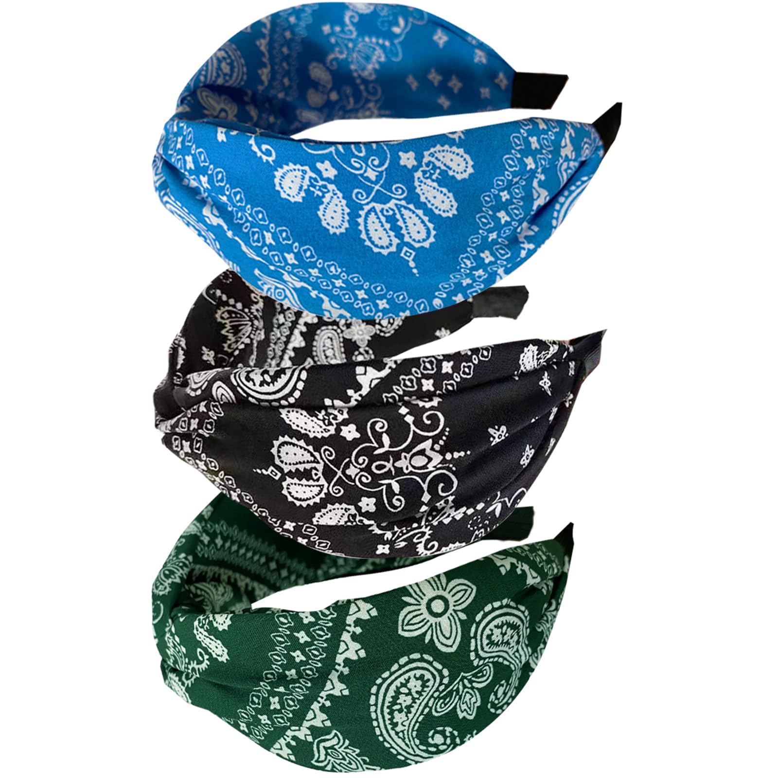 3Pcs Wide Headband French Bow Knot Hair Hoop Fabric Non-Slip Headwear Elastic Twist Hair Accessories Alice Hair Bands for Women (14ACashew)