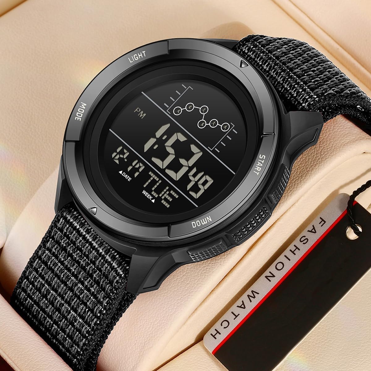 findtime Military Watches for Men Tactical Digital Sport Watch Waterproof Army Outdoor Nylon Strap Electronic Mens Watch LED Luminous Alarm Stopwatch Relojes para Hombres - Image 3