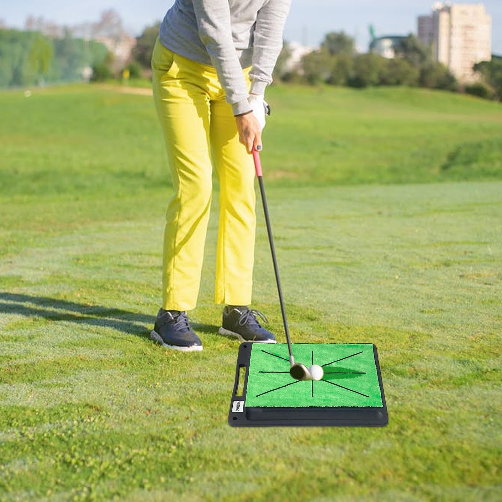 Tappetino da golf per allenamento con retro in gomma, rilevamento feedback oscillante