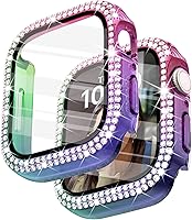 Vista 27 de Surace - Carcasa compatible con Apple Watch de 1.65 pulgadas con protector de pantalla de cristal templado, diseño brillante con 300 diamantes