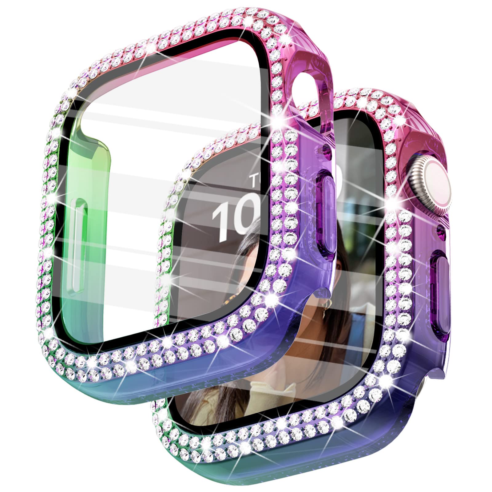 Surace 40mm Case Compatible with Apple Watch Case with Screen Protector, Bling Diamond Overall Protective Cover Compatible with Apple Watch Series 6/5